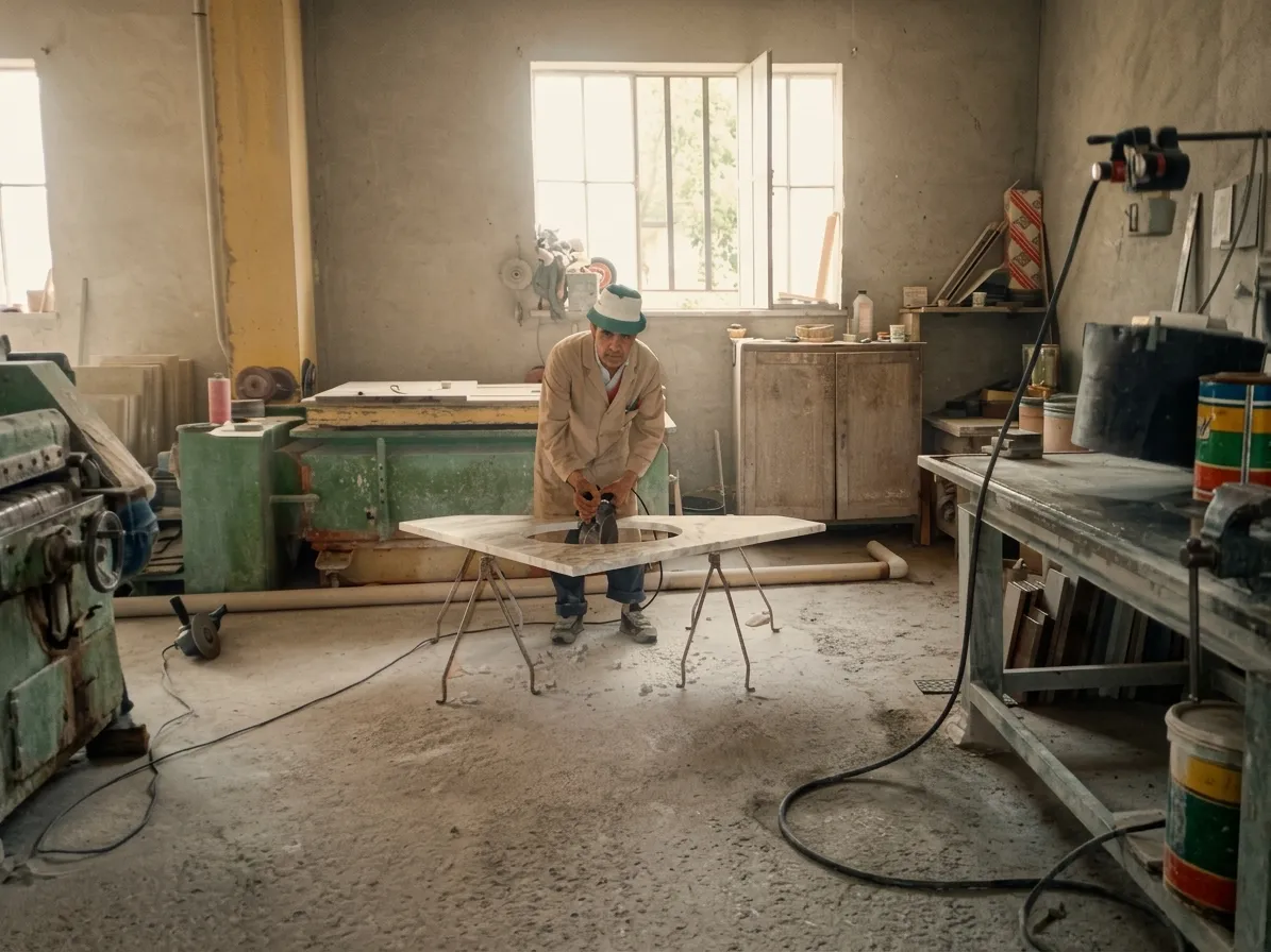 Francesco Merli nel laboratorio