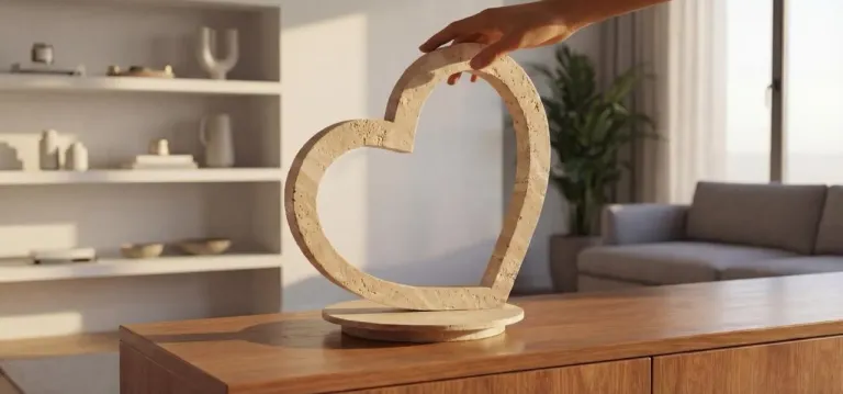Cuore di Marmo H 40 in Travertino Romano