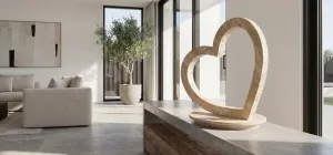 Cuore di Marmo H 40 in Travertino Romano